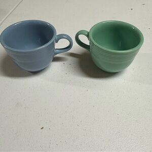 Fiesta Blue and Green Ceramic Mugs